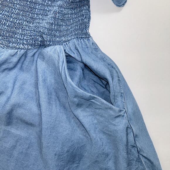 Torrid Blue Off Shoulder Smocked Skater Dress 3XL Pockets S/S Mini Blue - Picture 9 of 9